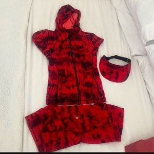 Lululemon 3pcs set size 8 pants jacket visor